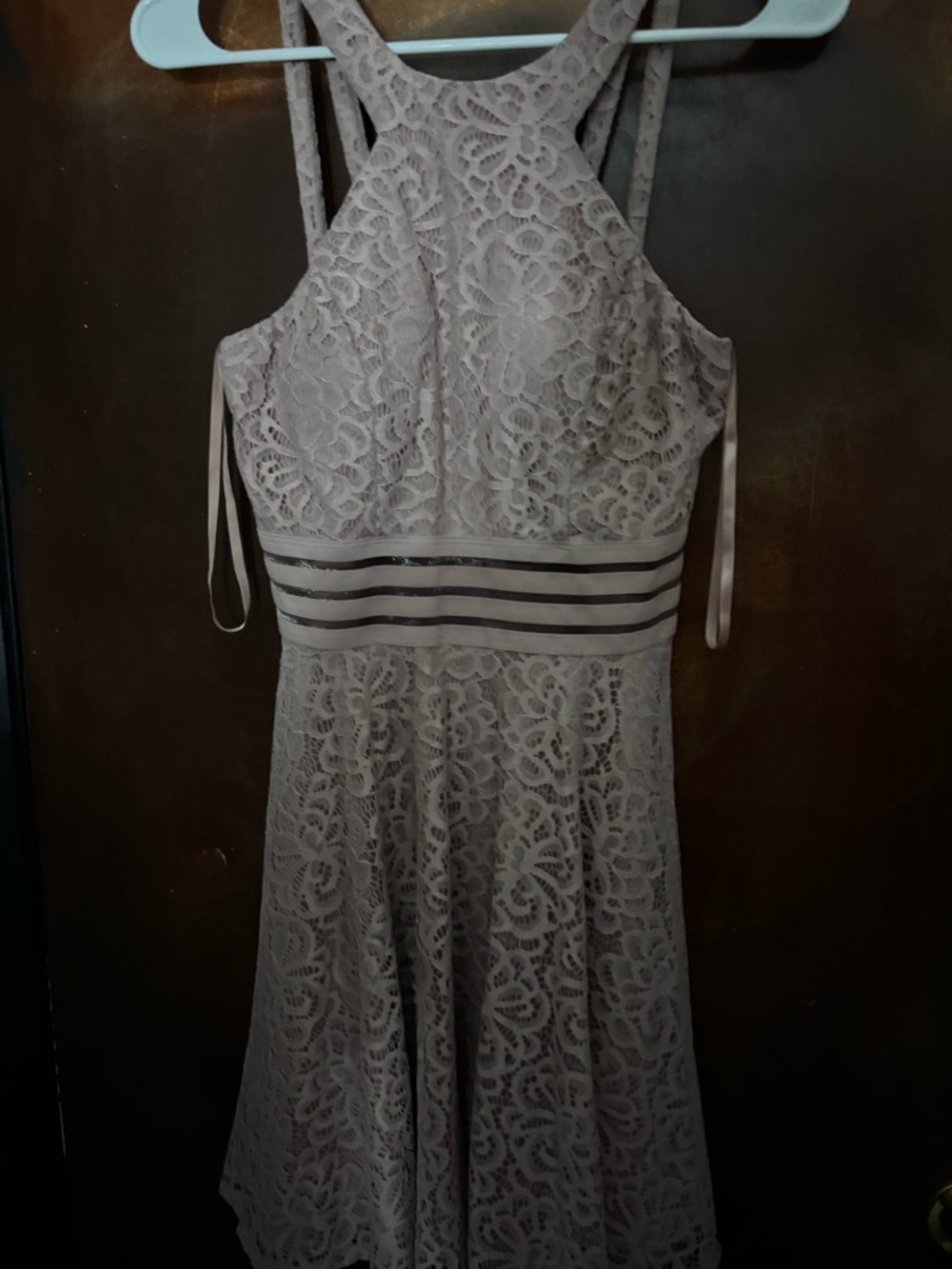 City Studio Mauve Lace-Detail Sleeveless Dress